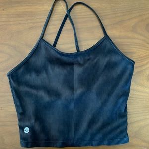 Senita black ribbed Ava crop